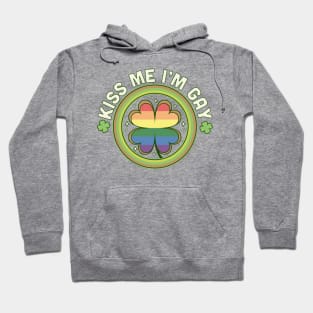 Kiss Me I'm Gay Pride LGBTQ St Patrick's Day Green Clover Hoodie